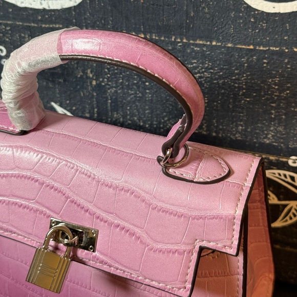 Pink Ombre Vegan Crocodile-Embossed Mini Tote - Picture 12 of 12